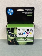 Genuine HP 952XL Black & 952 Tri-Color Combo Printer Cart. Warranty Ended 7/23 picture