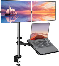 WALI Triple Arm Laptop and Dual Monitor Desk Mount for 17