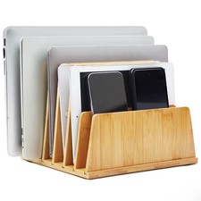 Multi Device Organizer, 6 Slots Vertical Laptop Storage Rack, Computer Chargi... picture
