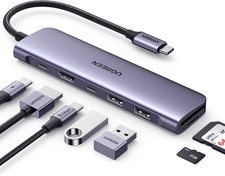UGREEN Revodok 1071 USB C Hub for Laptop 7 in 1 Dock 4K HDMI, 100W Space Gray  picture