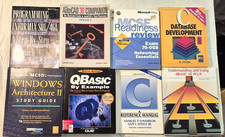 Lot of 8 Computer Books Microsoft exam networking, C Database D base Q base picture