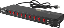 9-Outlet Rack Mount PDU,1U Horizontal PDU Individual Switch 6Ft Cord, with 2USB picture
