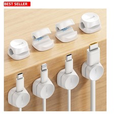 Minimalist Snow White Cord Management Clips - 8 Pack with One-Hand Operation picture