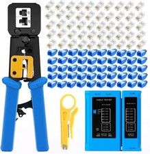 RJ45 Pass Through Crimping Tool for Cat5 Cat5e Cat6 Ethernet Cable Crimper picture