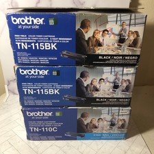 brother 2x tn-115bk & tn-110c (3 toner cartridges) New open box sealed packs picture