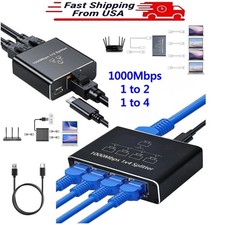 Gigabit Network Splitter RJ45 1 to 2 / 1 to 4 Port LAN Adapter for PC TV Camera picture