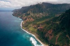 Landscape nature hawaii mountains clouds water aerial Custom Gaming Mat Desk picture