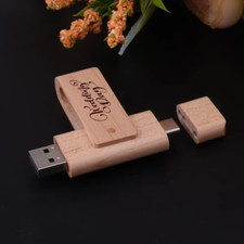 Custom Logo Wood 2in1 OTG Type C Flash Drives 32GB 64GB Pen Drive Memory Stick picture