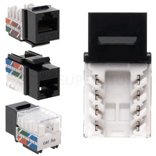 Cat5e Keystone Jack Network 45 Degree Angled RJ45 110 Punch down CAT5 Black Lot picture