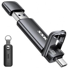 SSK 1TB USB SSD Flash Thumb Drive up to 1000MB/s Dual C+A 3.2 1TB, Black picture