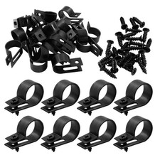 120 PCS RType Cable Clip Wire Clamp 3/4 Inch Black Nylon Screw Mounting picture