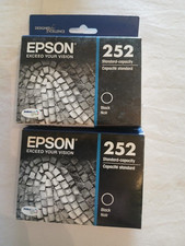 Lot of 2 New Sealed Genuine Epson 252 BLACK Ink Cartridges Expired 2019 picture