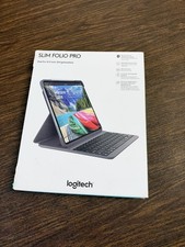 Logitech Slim Folio Pro YR0070 Backlit Keyboard Case for iPad Pro Black Used picture