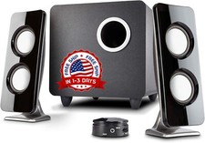 Sistema De USB Audio Sonido 2 Altavoces Con Subwoofer Para PC Casa El Hogar Set picture