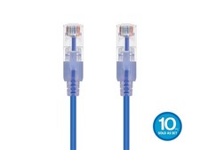 SlimRun Cat6A Ethernet Patch Cable Network RJ45 Stranded UTP 30AWG 7ft Blue 10pk picture