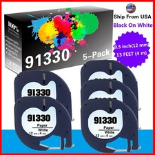 5 PK 91330 Label Tape Compatible for Dymo LetraTag LT-100H LT-110T QX 50 picture