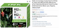 For HP 952/953XL 954/955XL Compatible Ink Cartridge 4-Pack BK C Y M picture