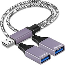 2025 Upgraded,USB Splitter 1 in 2 Out Cable,Double USB Port Extender Power Split picture