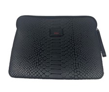 TUMI Black Embossed Reptile Zip Travel Document Portfolio Pouch Wristlet picture