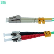 3M 10ft LC-ST 10Gb 50/125 OM3 Duplex Fiber Optic Patch Network Cord Cable Aqua picture