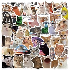 50pcs Cat Meme Stickers, Funny Cat Stickers for Journaling Adults Kawaii,Cute Wa picture