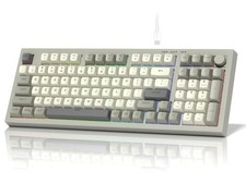 Retro Wired Gaming Keyboard Creamy Membrane Rainbow RGB Backlight 97 Key picture