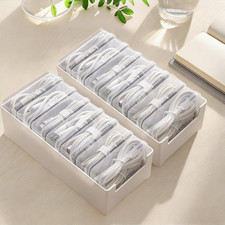 2 Pack Cable Organizer Box with Compartments Desktop Cord Storage Case White picture