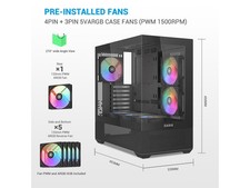 SAMA V40 Black ATX Mid Tower PC Case, 6 Pre-Installed 120mm ARGB PWM Fans, Dual picture