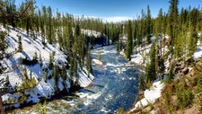 Landscape river trees sky snow nature winter yellowstone Custom Gaming Mat Desk picture