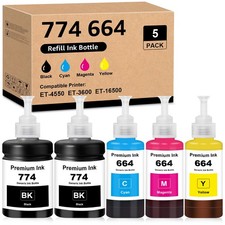 5 PCS Compatible Ink Bottle Replacement For 774 664 Ink Refill Ecotank picture
