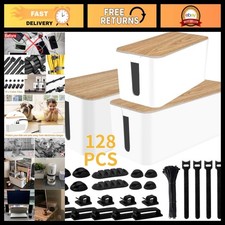 128PCS Cable Management Kit - 3 Pack Cord Organizer Box for Wires & Power Strips picture