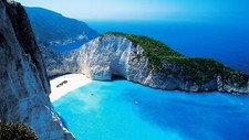 Landscape bay sea beach aerial view cliff greece nature Custom Gaming Mat Desk picture