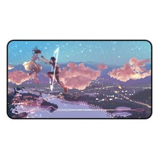 Starry Sky Lovers desk mat | Romantic anime scene, cityscape night picture