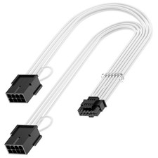 16Pin RTX 4070Ti GPU Power Adapter Cable PCIe 5.0 to 2x8Pin 13 Inch White picture