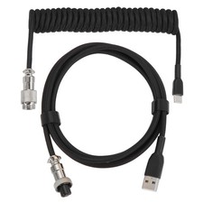 10 ft Coiled Keyboard Cable Type-C to USB Aviation Cable Black picture