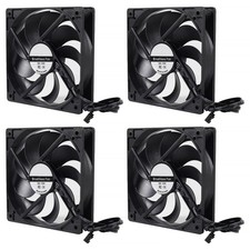 4-Pack 120Mm 120X120X25Mm 12V Black Computer Case Fans High Performance Cooling picture