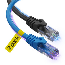 10Gbps Cat 6 Ethernet Cable 6 Ft 2 Pack, Blue & Black picture