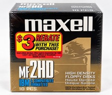 Vintage Maxell MF2HD 3.5” Floppy Disks 1.44MB 10 Pack Sealed NOS picture