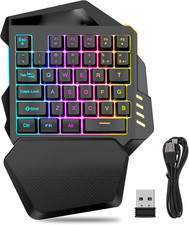 One Handed Gaming Keyboard, 2.4G Wireless RGB Lighting 35 Keys Type C Gaming Mec picture