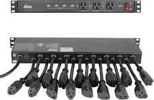 1U Rack Mount 19 Outlet PDU Power Distribution Unit Circuit Breaker Fits 19-Inch picture