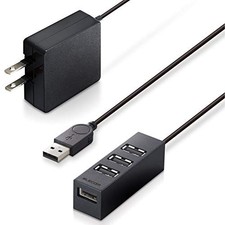 ELECOM USB 2.0 Self-Powered 4-Port Hub Functional Design 1m Cable Compatible picture