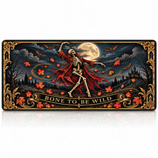 Halloween Desk Mat 16x32 Skeleton Gaming Desk Pad Non-Slip Neoprene Mousepad picture
