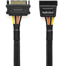 CRJ 15Pin SATA Power Extension Cable 24Inch 60cm Black Sleeved SSD HDD ATX picture