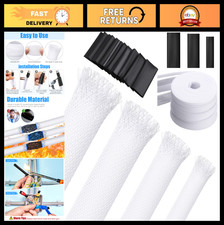 65.6ft Expandable Braided Cable Sleeve with 120 Heat Shrink Tubes - Multi Size f picture