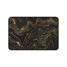 Black Gold Topographic Mouse Pad XL Gaming Desk Mat Non-Slip Neoprene 16x32  picture