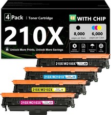 210X Toner Cartridges 4 Pack (B/C//Y/M) MFP 4301fdw 210A High Yield Compatible picture