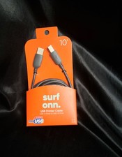 surf onn. USB-A Male to USB-B Male Printer Cable, 10 ft Black Round USB picture