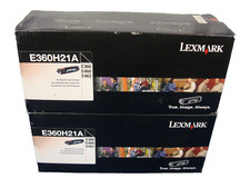 LOT OF 2 NEW GENUINE OEM LEXMARK E360H21A BLACK HIGH YIELD TONER CARTRIDGE picture