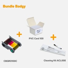 Evolis Badgy100 Badgy200 YMCKO + PVC + Cleaning Kit Bundle CBGR0100C picture