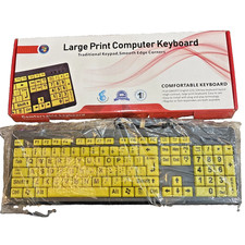 Big Bright Easy See Keyboard Yellow Large Print Letter Keys - Visual Impaired  picture